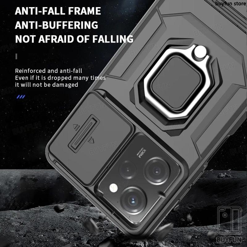 For Xiaomi Redmi Note 12 Turbo Note12 Pro Plus 12S 5G 4G Shockproof Phone Case Ring Armor Magnetic Holder Stand Camera Protection Lens Cover