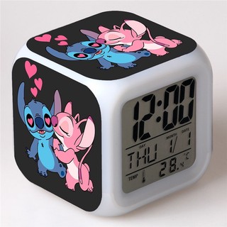 Miniso Đồng Hồ Báo Thức Có Đèn led Thay Đổi Màu Sắc Hình stitch disney
