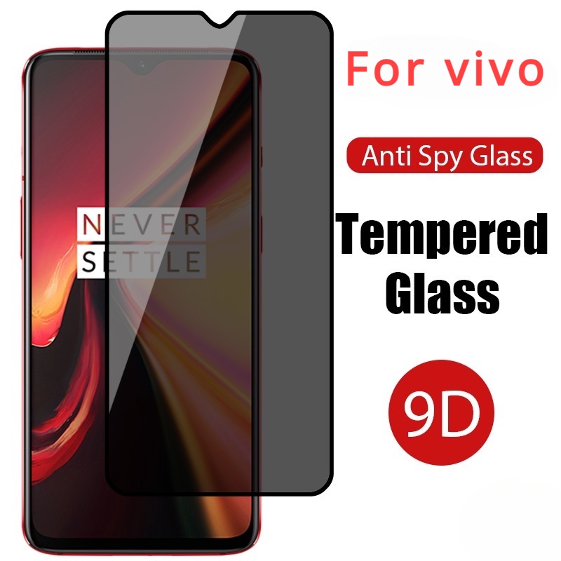 Kính Cường Lực Chống Nhìn Trộm Kèm Phụ Kiện Cho Vivo V9 V11 V15 V17 V20 V21e V23 V23e V25e V25 S1 X70 X80 X90 Pro