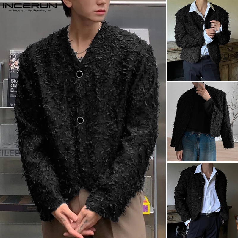 INCERUN Áo Khoác blazer Tay Dài Màu Trơn Phong Cách Hàn Quốc Thời Trang Cho Nam