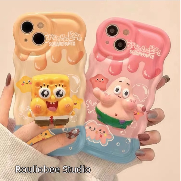 Ốp lưng Redmi 13c 12 12c 10a 10c 9a 9c 9t 8 A3 6 6a 5a 5 Plus Note 13 Pro Note 12 Pro Note 11 Pro Note 10 Pro Note 10s Note 9 Pro Note 8 Note 6 Pro Note 5 Pro Note 11s Note 9s cartoon lovely SpongeBob Bracket soft phone case