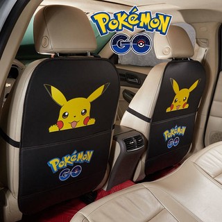 Car Seat Back Storage Bag Rear Seat Anti-Kick Pad Protective Pad Back Hanging Bag Storage Bag Box Cartoon Pikachu Car seat protection pad car interior accessories
