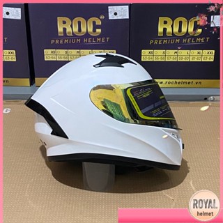 nón bảo hiểm full face chất lượng, mũ bảo hiểm fullface roc 01 trắng bóng chính hãng, bảo hành 12 tháng