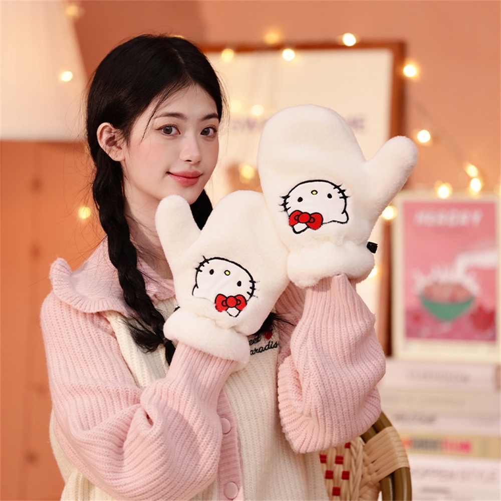Găng Tay Dệt Kim ấm áp Cinnamoroll Anime Giai điệu Dễ Thương Nhồi Bông Mùa đông Găng Tay Chống Gió Mềm Mại Dành Cho Bé Gái Quà Tặng Giáng Sinh Cho Trẻ Em.