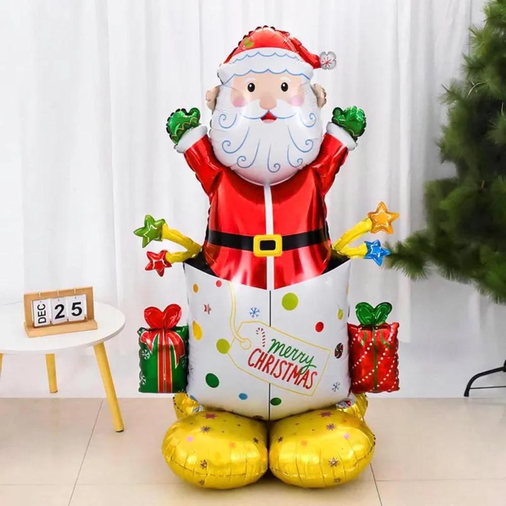 Muvako Bong Bóng Lá Nhôm Hình Ông Già Noel Hoạt Hình Lớn Trang Trí Tiệc Giáng Sinh / Đồ Chơi Trẻ Em Đứng Không Khí Trong Nhà / Tiệc Tùng