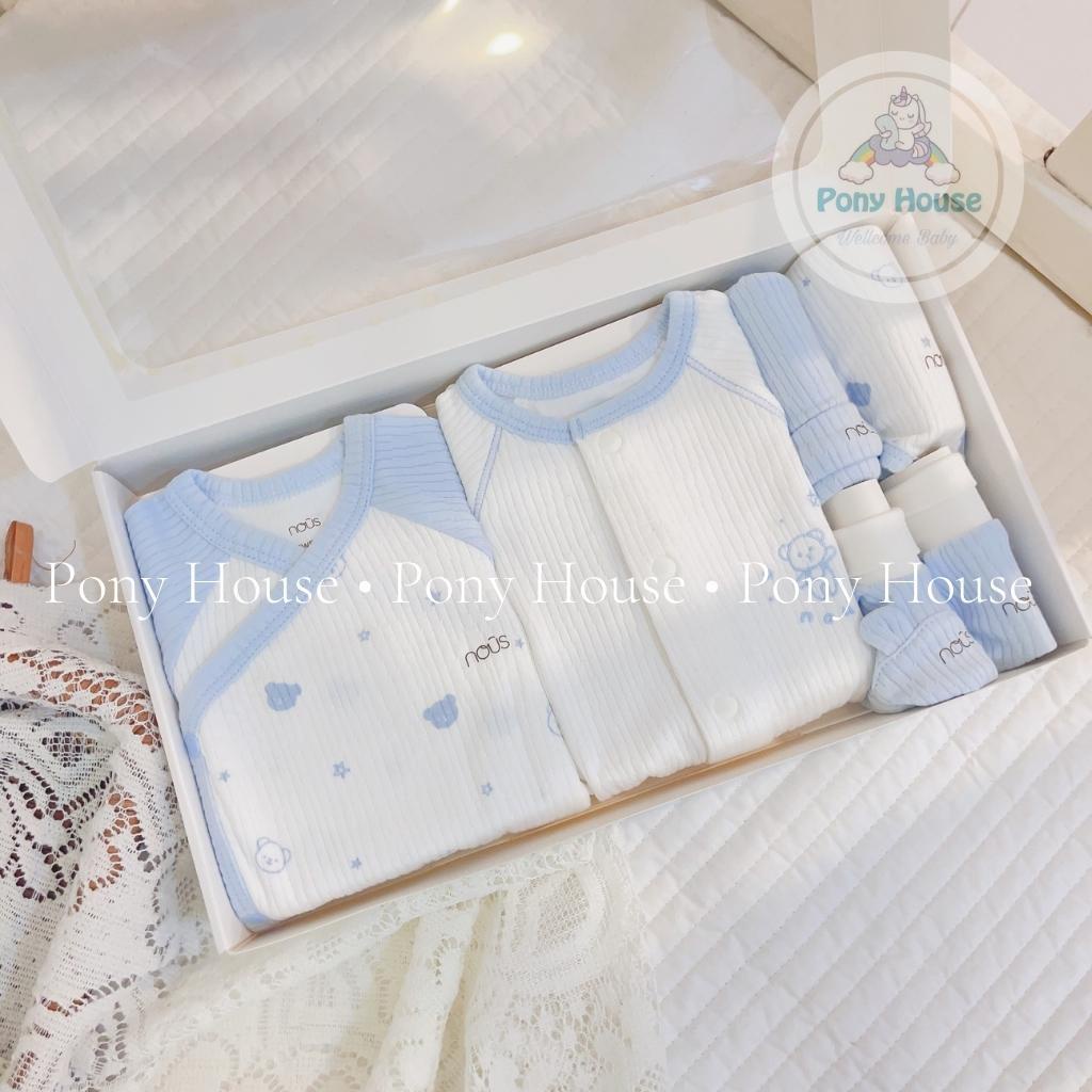 Set Đồ Sơ Sinh Nous 6 Chi Tiết Bộ Quần Áo, Body Dài, Mũ, Yếm, Bao Tay, Bao Chân Cho Bé Sơ Sinh Set Quà Tặng Kèm Hộp Nous