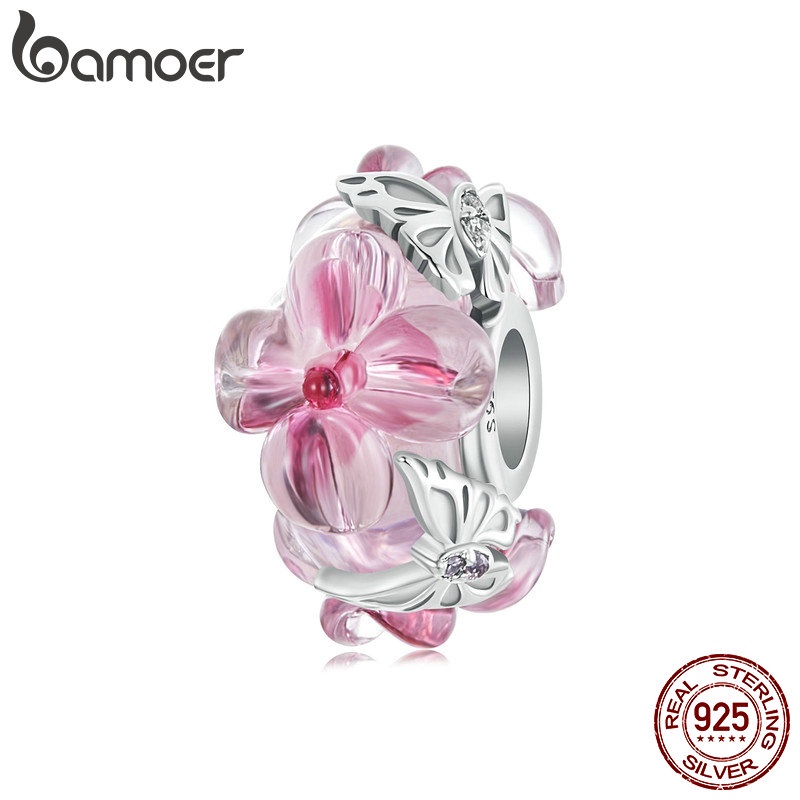 Chuỗi Hạt Đeo Tay bamoer Bằng Bạc sterling 925 Hình Hoa Bướm Xinh Xắn