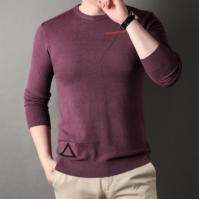 Áo sweater Dệt Kim Tay Dài Cổ Tròn Dáng Rộng Giữ Ấm Màu Sắc Đơn Giản Thời Trang Cho Nam