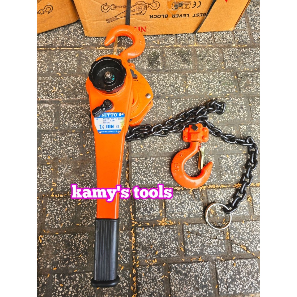 Pa lăng xích lắc tay Nitto 1.5 tấn 1.5m (1.5 mét) VR-15 cao cấp