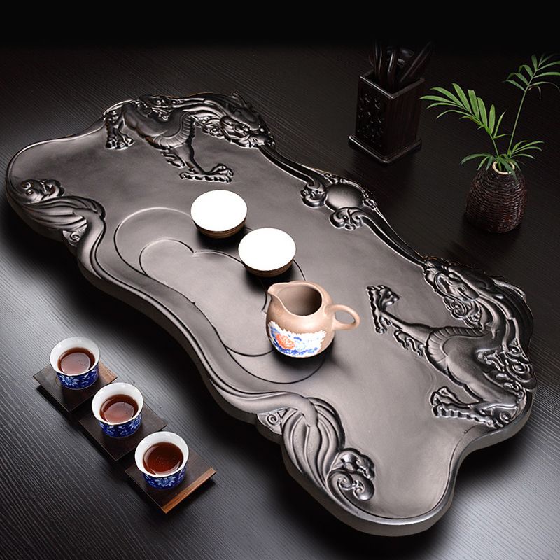 Khay Trà Đá Vàng Đen Hộ Gia Đình Tối Giản Tự Nhiên Đen Đá Bộ Trà Phù Hợp Với Khay Trà Phụ Kiện Đá Lớ
