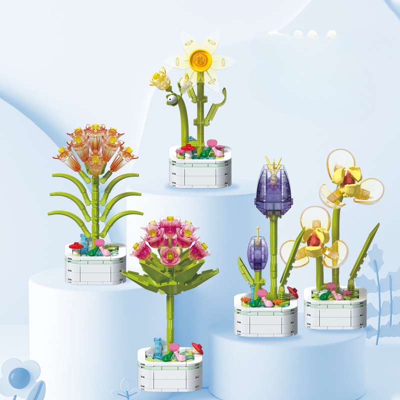 Khối Đồ Chơi Lắp Ráp Mô Hình Chậu Hoa Nhỏ Trang Trí Quà Giáng Sinh Cho Trẻ Em