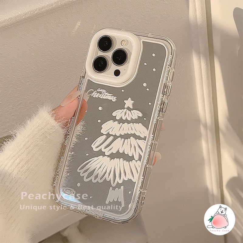 Ốp Điện Thoại Tpu Gắn Gương Trang Điểm Hình Cây Thông Giáng Sinh Cho iphone 15 plus 14 13 12 11 pro max xr xs x
