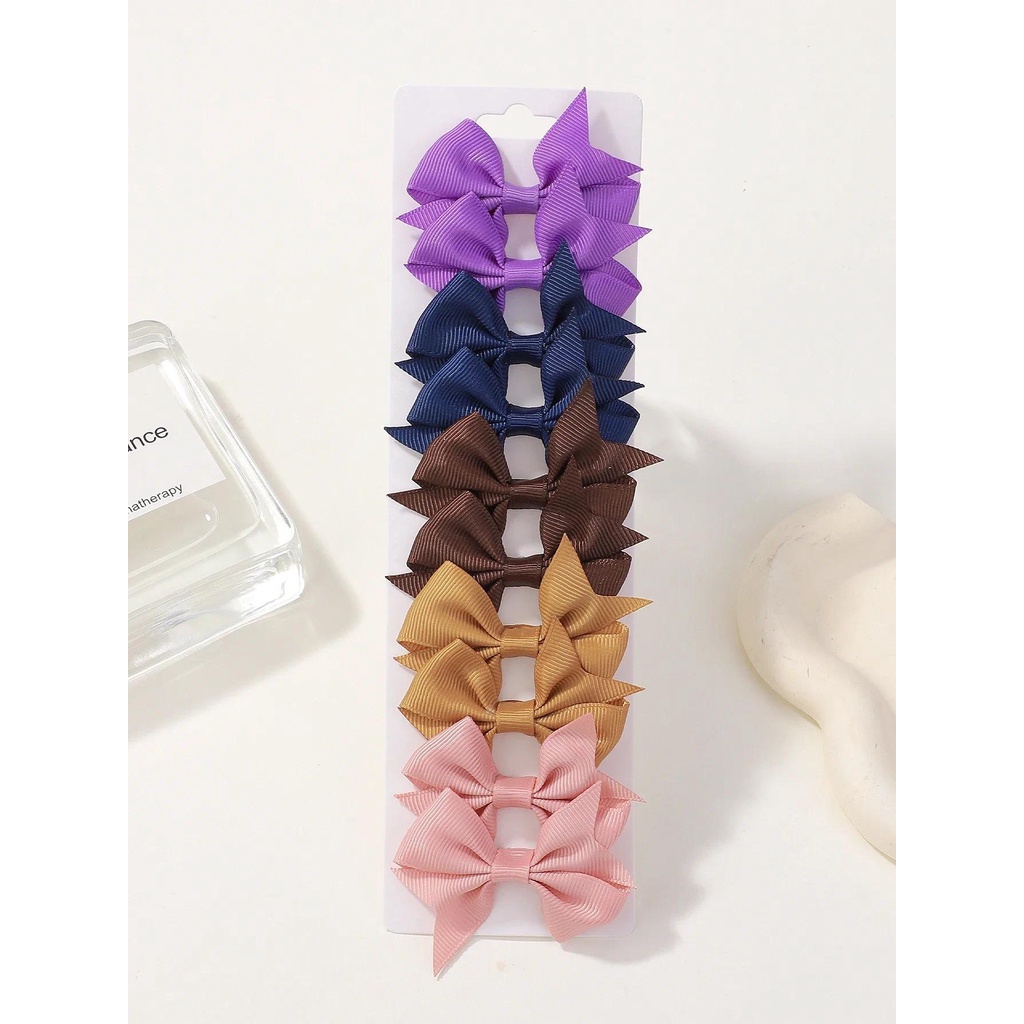 Set 10 Nơ Kẹp Tóc Nhiều Màu Sắc Cho Bé Gái