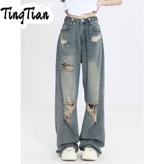 TINGTIAN Quần jean ống rộng phong cách cổ điển 2023 dành cho nữ A97L5IP 34Z230822