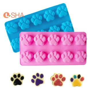Khuôn Silicon Làm Bánh Quy / Thạch Rau Câu 10 Ô Hình Dấu Chân Chó Mèo Mới