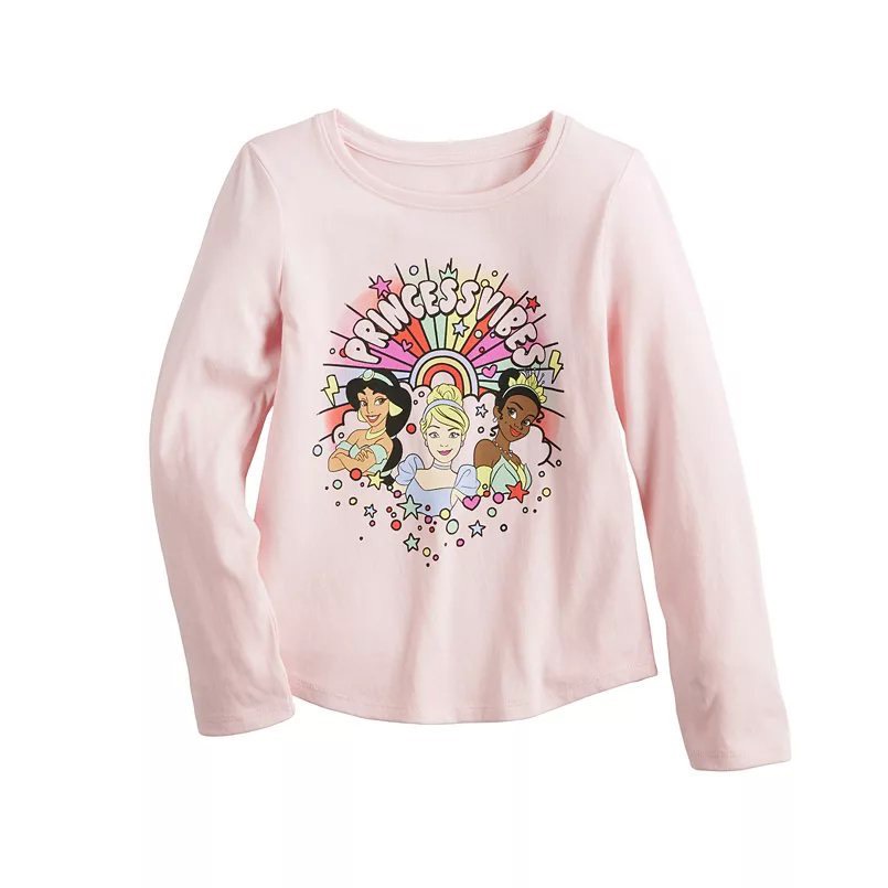 Áo cotton bé gái tay dài  in hình Disney