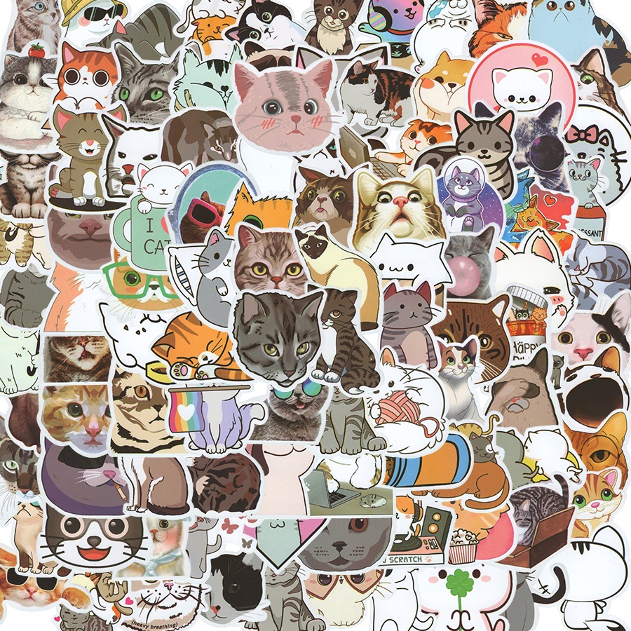 Bộ 300 / 200 / 100 / 50 Miếng Dán Chống Thấm Nước Họa Tiết graffiti Dễ Thương Trang Trí Nón Bảo Hiểm