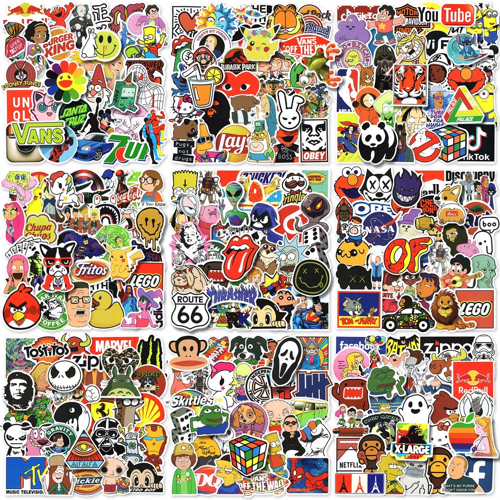 Bộ 300 / 200 / 100 / 50 Miếng Dán Chống Thấm Nước Họa Tiết graffiti Hợp Thời Trang Trang Trí Nón Bảo Hiểm