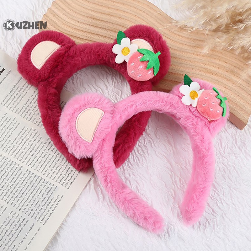 Kuzhen Băng Đô Cài Tóc Rửa Mặt Phủ Lông Chống Trượt Dòng lotso Dâu Tây Gấu disney Đáng Yêu Làm Quà Tặng Cho Bé Gái