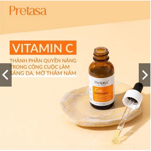 Serum Vitamin C 10% Pretasa Karmel Mờ Thâm Nám Sáng Da 30ml