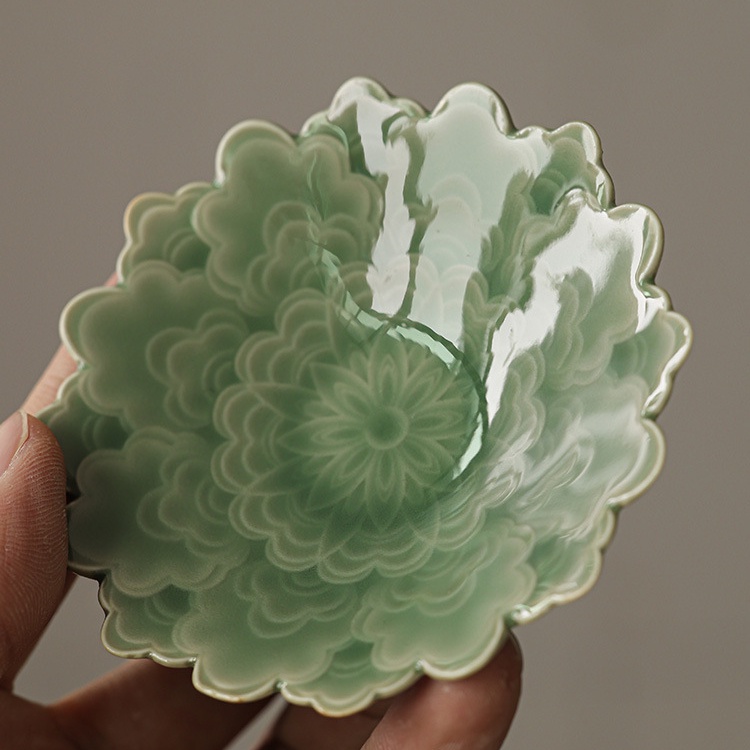 Yue Kiln Celadon Trà Coaster Thảm Trà Gốm Trung Quốc Giá Đỡ Cốc Handmade Kung Fu Trà Lễ Trà Phụ Kiện Đĩa Cách Nhiệt  A351  
