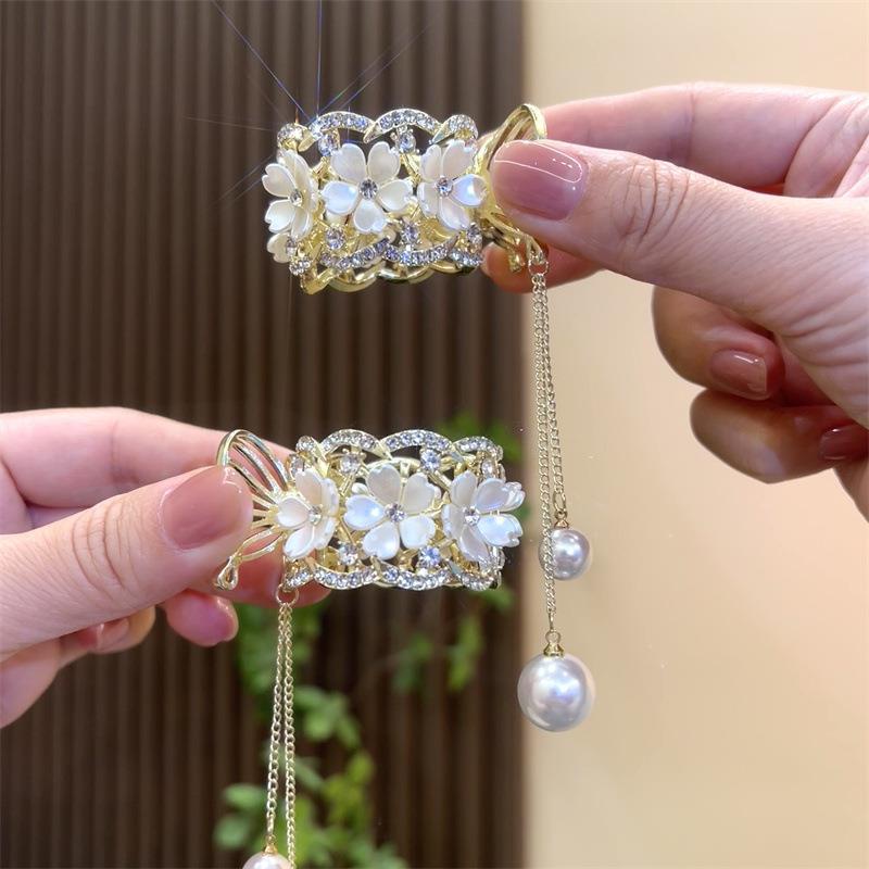Thời Trang Kẹp Tóc Hoa Đính Ngọc Trai Cho Nữ