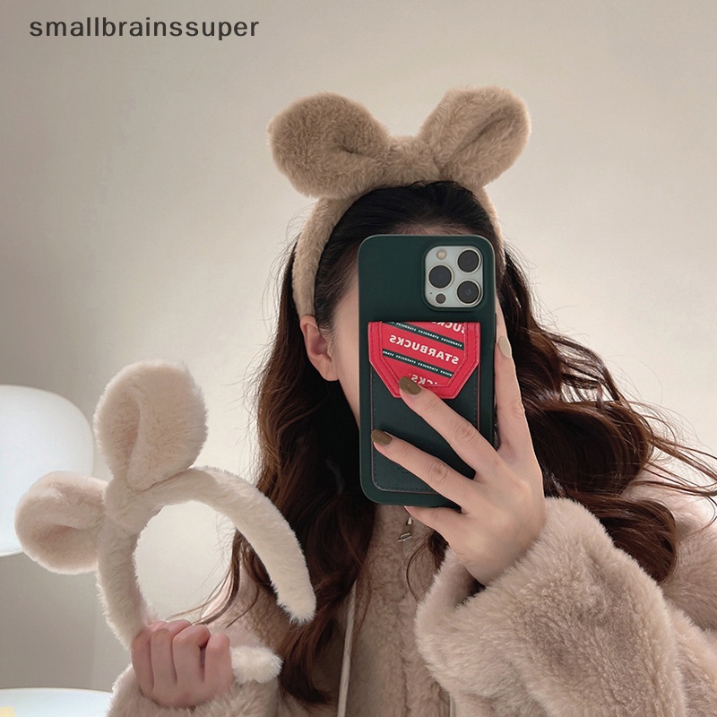 Smallbrainssuper Băng Đô Tai Thỏ Bằng Vải Lông Co Giãn Thời Trang Mùa Đông Dành Cho Nữ sbs