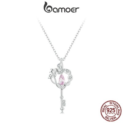 Bamoer Vòng cổ Bạc 925 Mặt Hình Chìa Khóa Trái Tim