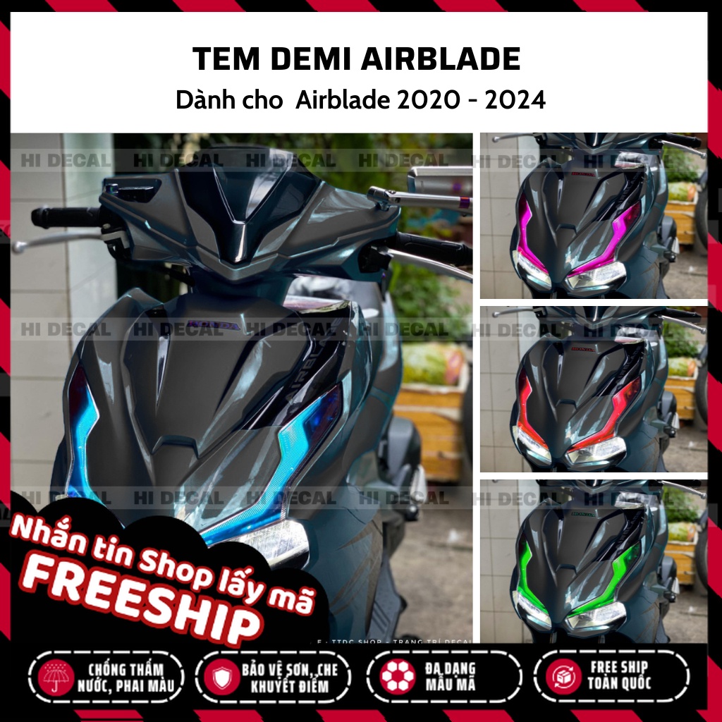 Tem decal dán demi AirBlade 2020 2021 2022 2023 | Tem Decal Dán Đèn AB, Dán Đèn Pha, Đèn Demi, Đèn Xi Nhan