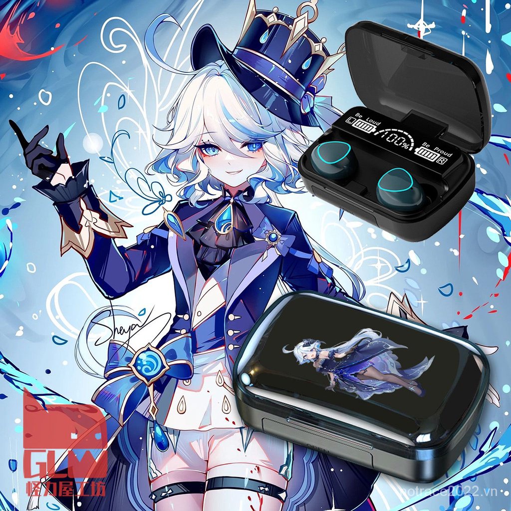 ★Genshin Impact★Furina & Tai Nghe Chụp Tai Không Dây bluetooth Hai Chiều Có Màn Hình Kỹ Thuật Số