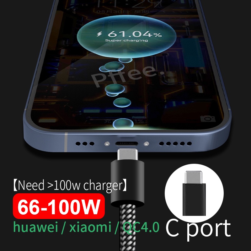 Cáp Sạc Nhanh pffee 100w Cổng type c Cho Iphone 15 huawei xiaomi