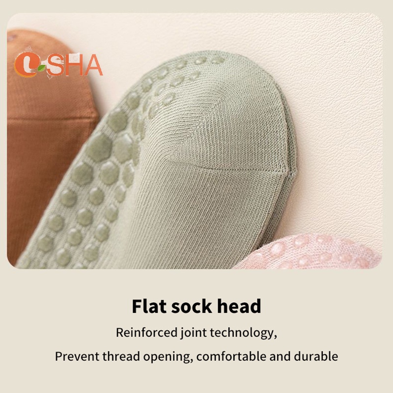 Vớ cotton Cổ Cao Vừa Chống Trượt Màu Trơn Tập yoga Trong Nhà Cho Nữ