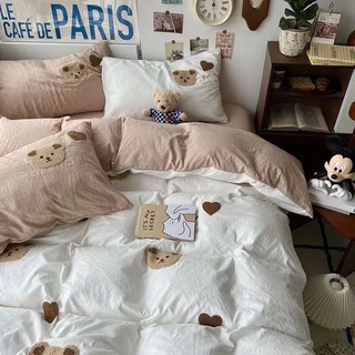 Bộ chăn ga gối REE Bedding CTD248 M6 NÂU MIX TRẮNG đủ size giường nệm