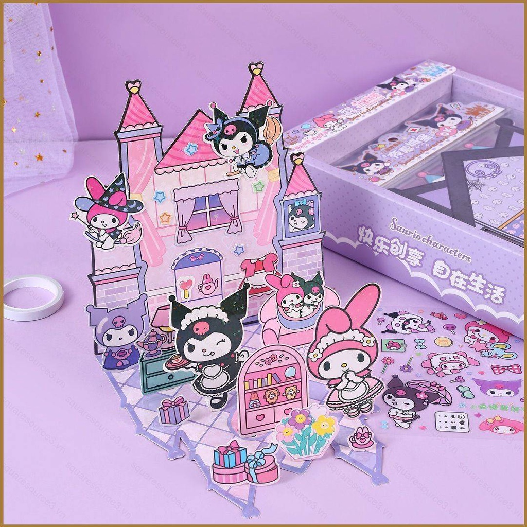 Sx3 sanrio guka Gói Hàng Hình Dán Lâu Đài 3d kumi Yên Tĩnh Để Bàn Trang Trí diy Sáng Tạo Cho Trẻ Em