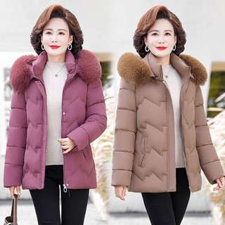 Áo khoác đệm dày giữ ấm mùa đông cho phụ nữ trung niên