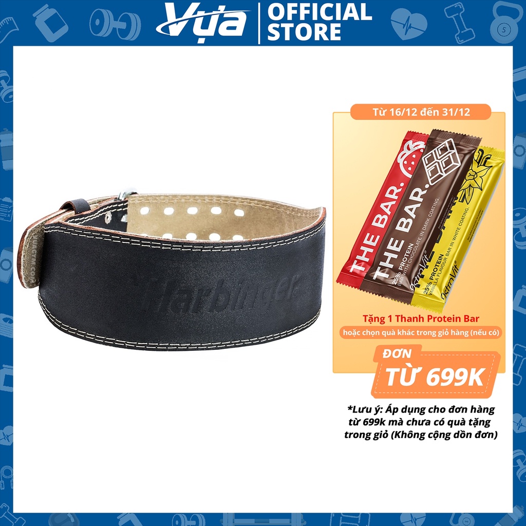 Harbinger - 4" Padded Leather Belt - Hỗ Trợ Tập Gym, Nâng Tạ, Đai Lưng Chính Hãng