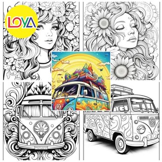 Tranh tô màu tranh tô màu phong cách hippie - bộ 10 tờ tranh tô màu a4 a5 dành cho màu sáp, màu chì - tranh tô màu koty