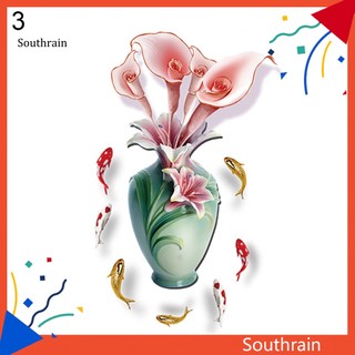 Decal dán tường họa tiết bình hoa & chim & hoa
