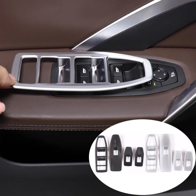 Tay Nắm Cửa Xe Tay Nắm Cửa Sổ Kính Nâng Nút Công Tắc Bảng Khung Viền Dán Cho Xe BMW X1 U11 2023 2024