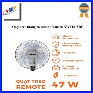 Quạt treo tường có remote nanoco nwf1615rc