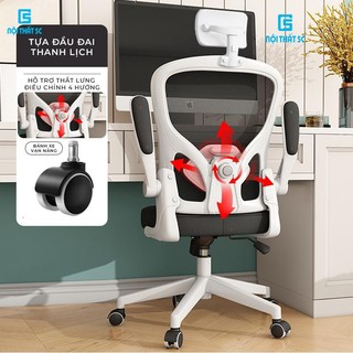 Ghế xoay văn phòng công thái học cao cấp xoay linh hoạt 360 điều chỉnh tay ghế tiện lợi, bảo vệ cột sống lưng và cổ