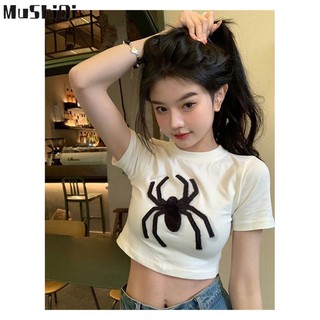 Áo Croptop Trễ Vai Ngắn Tay Phong Cách Mỹ Mới Cho Nữ