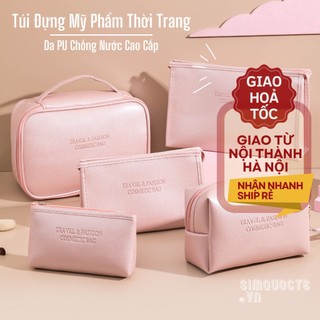 Túi đựng mỹ phẩm du lịch da PU cao cấp chống thấm nước nhiều màu pastel có quai xách tiện lợi phong cách Hàn Quốc TMP47