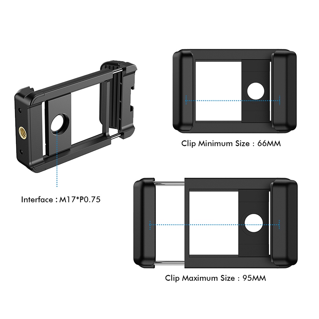 APEXEL 17mm Chủ đề Kẹp đa năng 66-95mm Ống kính kẹp có thể mở rộng được sử dụng để chụp ảnh trực tiế