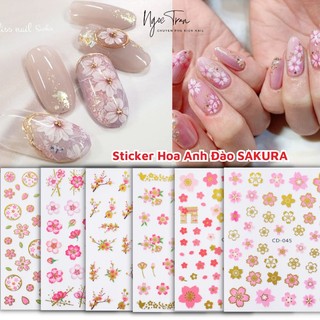 Sticker nail 3d | hoa anh đào sakura tết năm mới | hình dán móng tay
