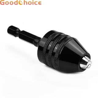 Keyless Drill Chuck 1/4" Quick Change Aluminum alloy Drill Bit Black Practical