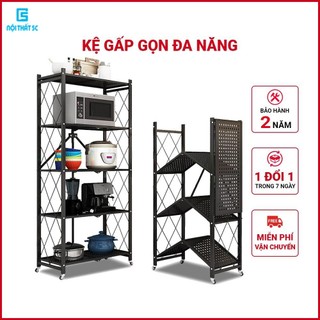 [𝗛𝗢𝗧 𝗦𝗔𝗟𝗘] Kệ Để Đồ Nhà Bếp Xếp Gọn Gấp Gọn Đa Năng Để Lò Vi Sóng Để sách kệ trang trí Có Bánh Xe Di Động