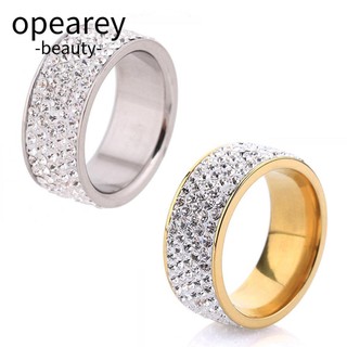 opearey Nhẫn Thép Không Gỉ 8mm Đính Đá Zircon 8mm Nhiều Màu Sắc Thời Trang Cho Nam Nữ