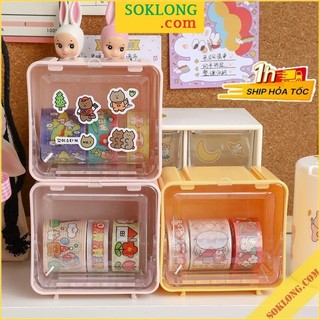 Hộp nhựa đựng washi tape, sticker, phụ kiện đa năng decor bàn học C05