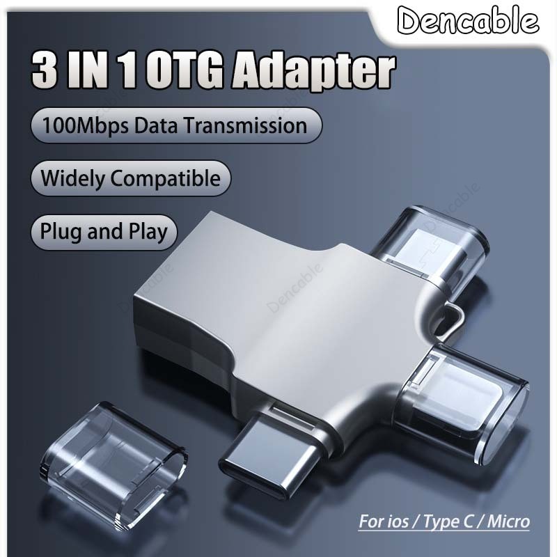 Bộ chuyển đổi 3 trong 1 OTG Cắm và Chạy hỗ trợ truyền dữ liệu Bộ chuyển đổi điện thoại USB di động s